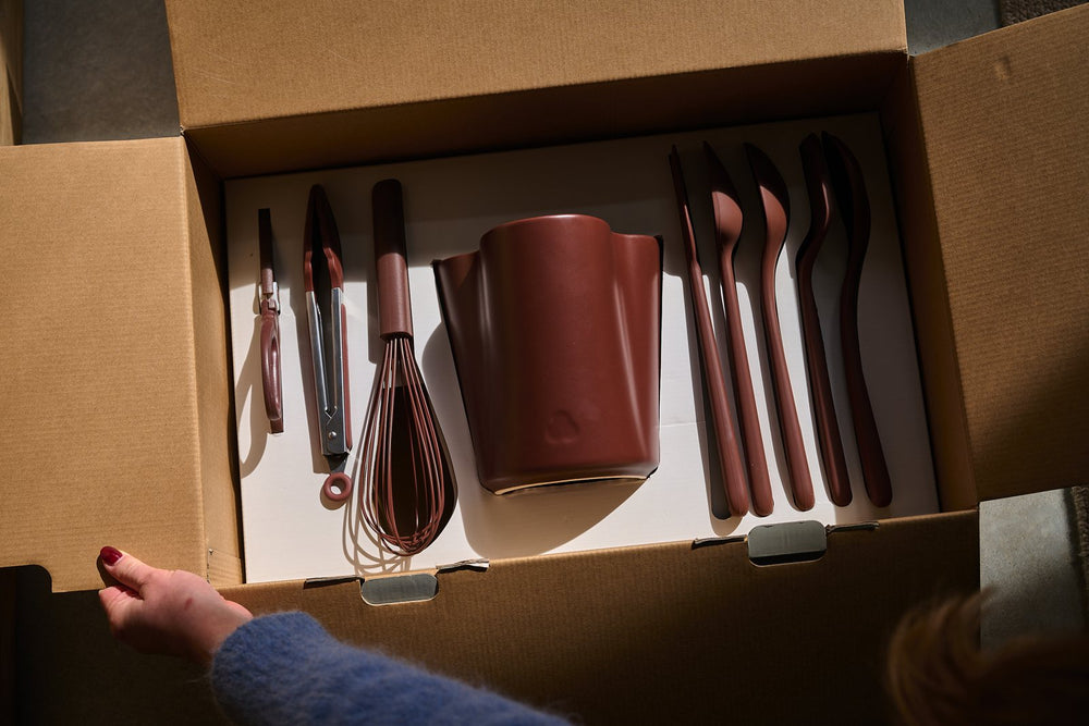 The Full Bunch in Mulberry, opened in its gift box